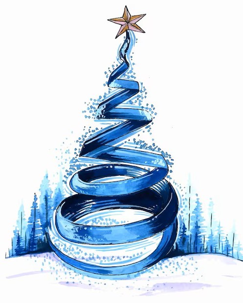 Blue swirly Christmas Tree