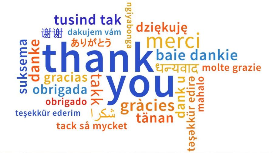 The words Thank You in different languages