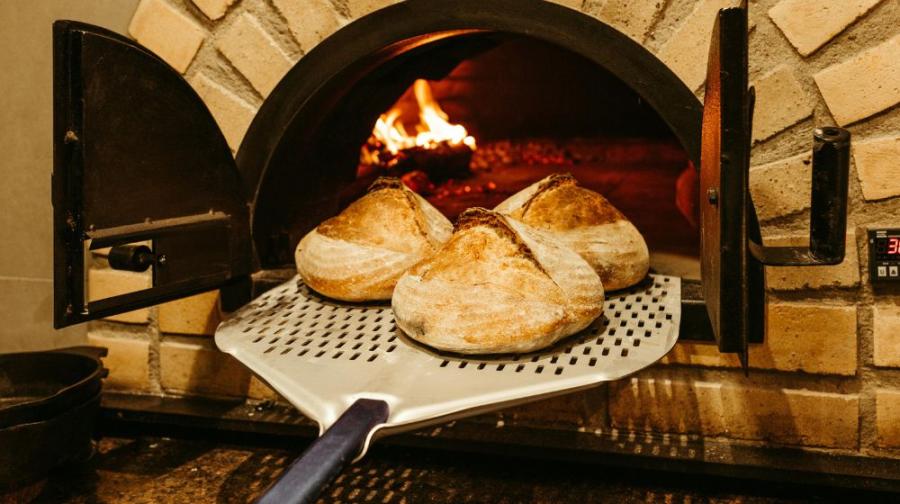 bread in brick oven
