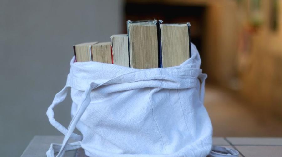 bag with books inside