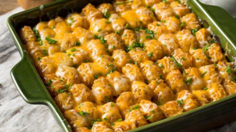 tater tot hot dish in pan
