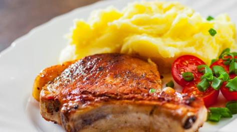 Pork Loin, Cheesy Potatoes, Pear Salad