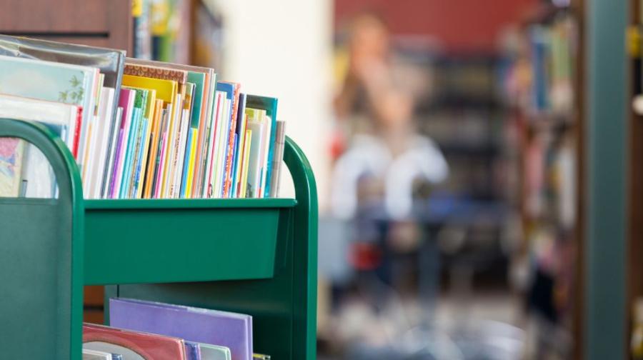 library book cart of books